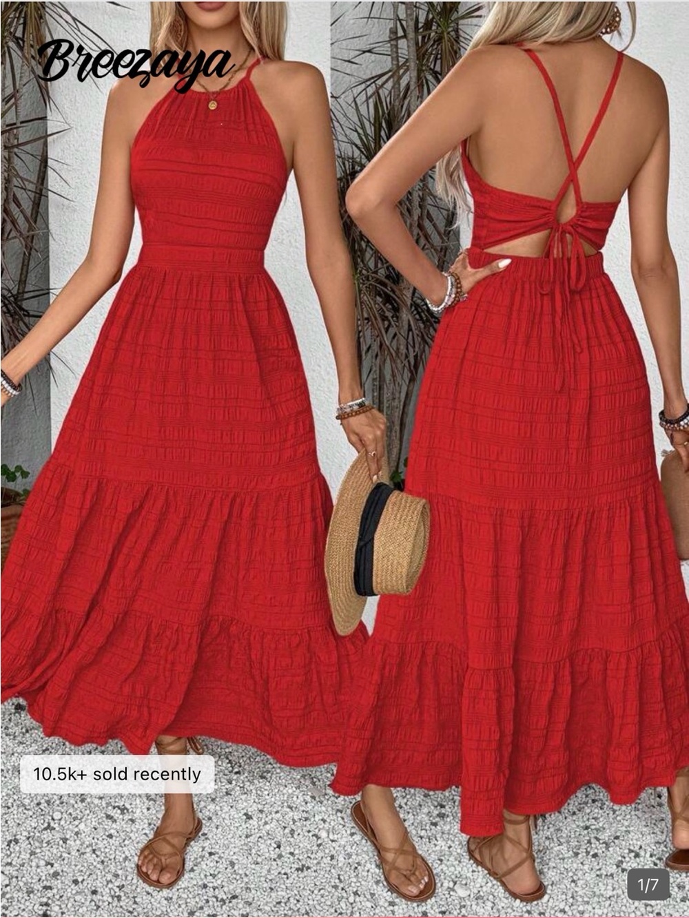 Cider Red Halter Tie-Back Maxi Dress